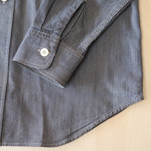 Sugar Cane Mens Hickory Pinstripe Long Sleeve Work Shirt Size 14-14.5 Mens Small - Picture 10 of 13